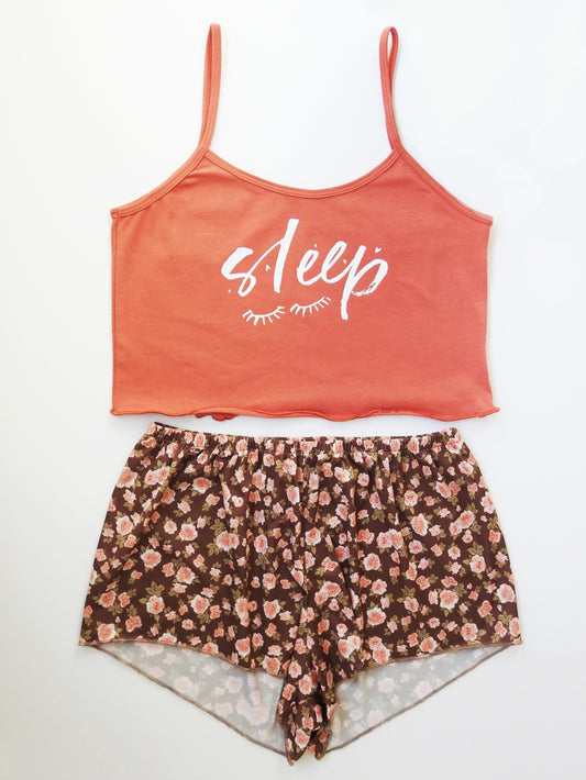 ÇİÇEK DESENLİ BASKILI ŞORT TAKIM