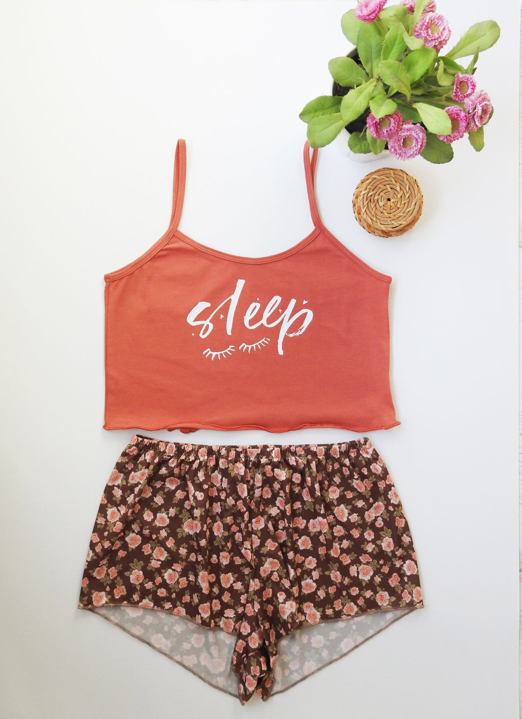 ÇİÇEK DESENLİ BASKILI ŞORT TAKIM