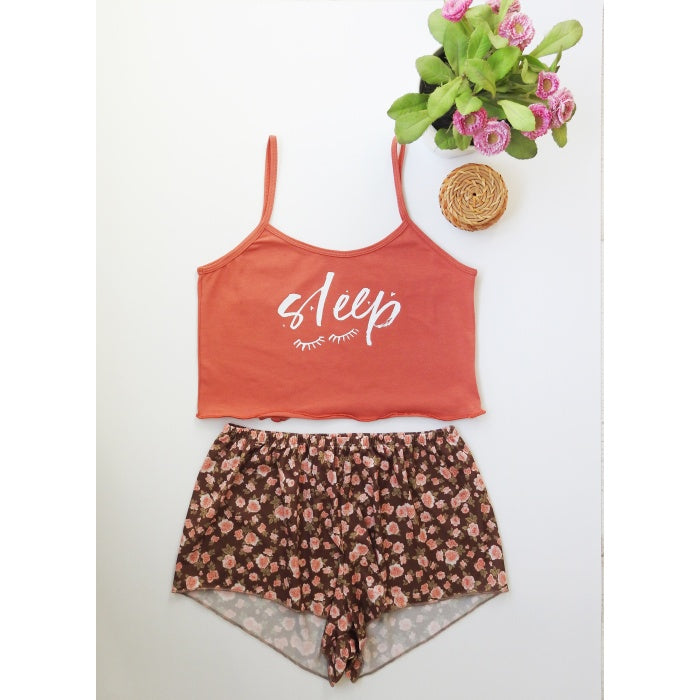 ÇİÇEK DESENLİ BASKILI ŞORT TAKIM