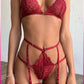 Kırmızı Göğüs Dantelli Seksi Jartiyer Takım