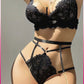 Siyah Dantelli Gold Zincirli Seksi Jartiyer Takım