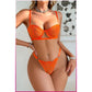 Kadın Oranj Dantelli Balenli  Sütyen Külot Takım