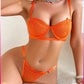 Kadın Oranj Dantelli Balenli  Sütyen Külot Takım