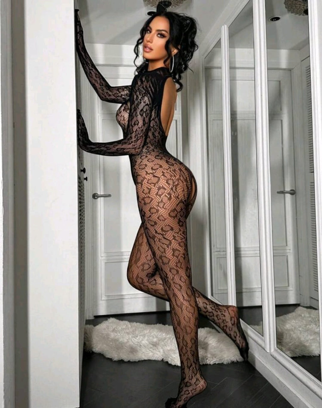 Leopar Desen Vücut Çorabı