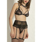 Bağcıklı Yüksek Bel Jartiyer Set,Seksi İç Giyim Kombini