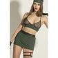 Yeşil Asker Temalı Fileli Fantazi Lingerie Takımı 5li Set