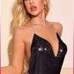 Kristal Siyah Taşlı Parlak Crop & Bluz Kolsuz Kayık Yaka Parti Plaj Büstiyer