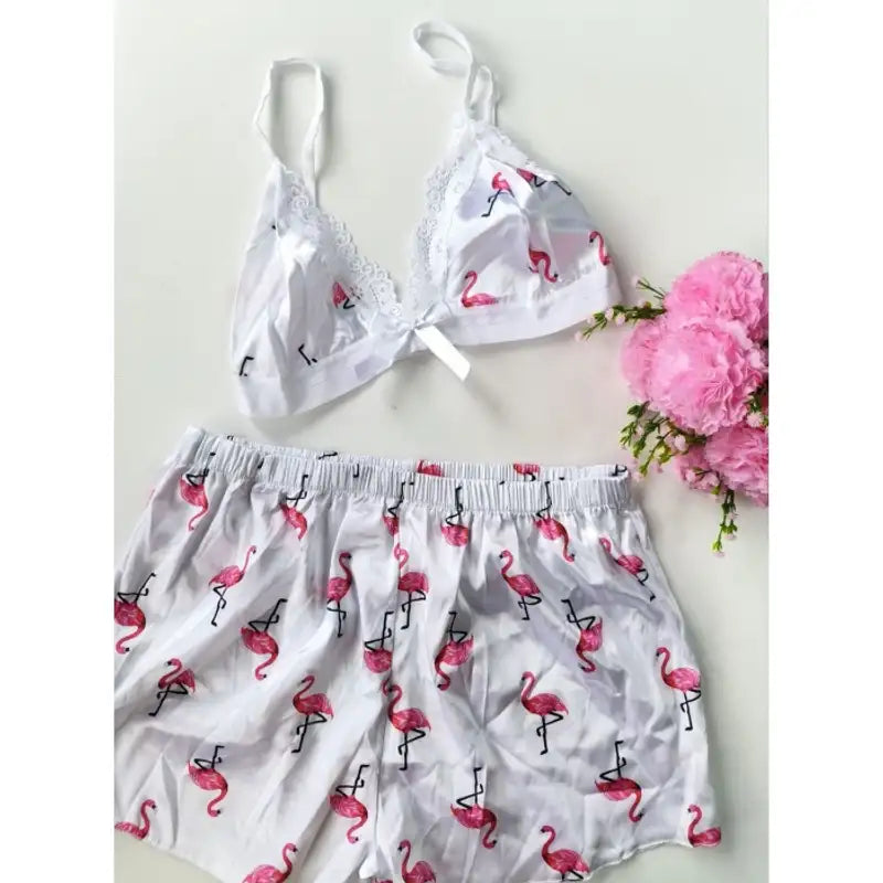 Şortlu Sexy Filamingolu Takım
