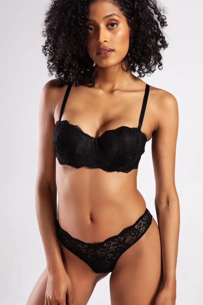 Golshan GColors Brazillian Külot, Kadın Dantelli Siyah Brezilyan Külot