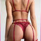 Kırmızı Göğüs Dantelli Seksi Jartiyer Takım