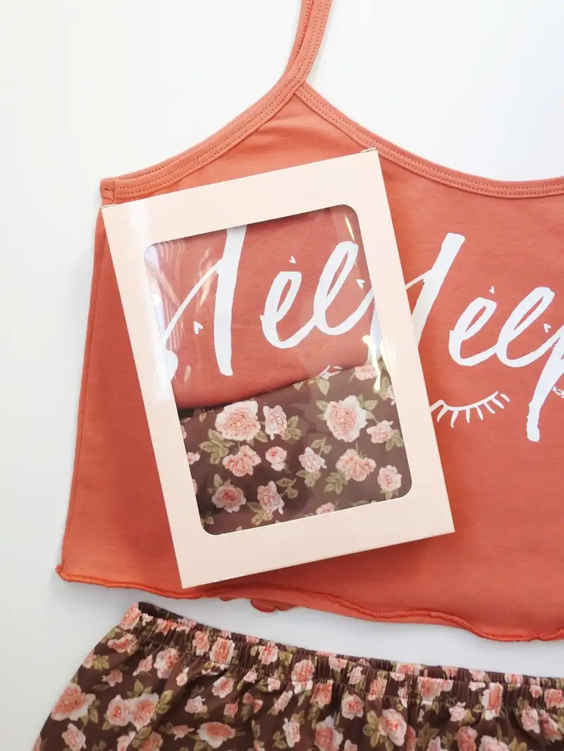 ÇİÇEK DESENLİ BASKILI ŞORT TAKIM