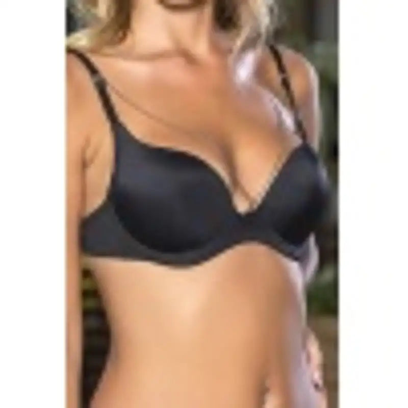 Günlük Kullanıma Uygun Siyah Zincir Aksesuarlı Yarım Push-Up Sütyen,Destekli, Düşük Dekolte Uyumlu