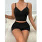 Siyah Fiyonk Detaylı Şortlu Pijama Takımı2li