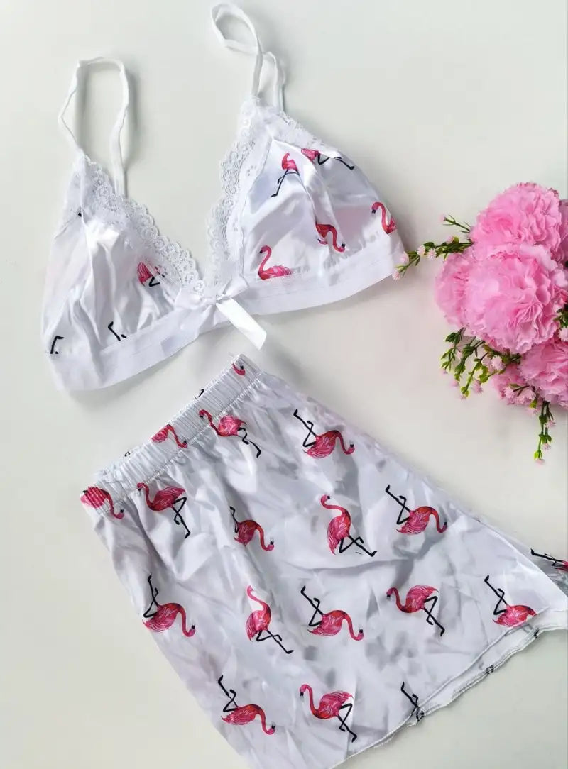 Şortlu Sexy Filamingolu Takım