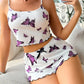 Kadın Lila Kebek Desenli Mini Şortlu Takım