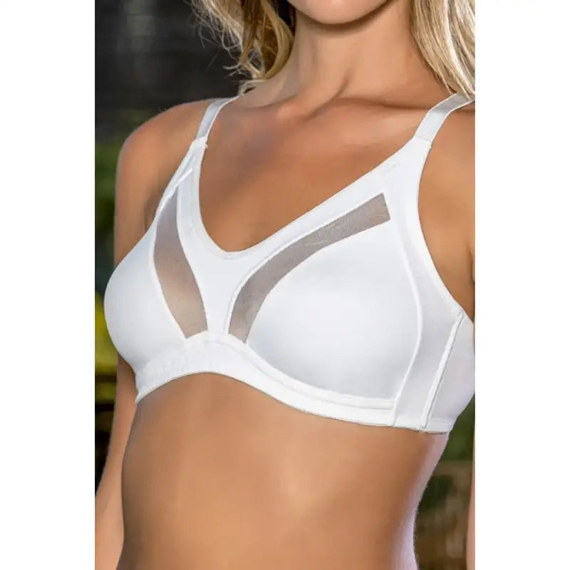 Büyük Beden Uyumlu Ekru Tül Detaylı Günlük Sütyen, B,C Cup Balensiz Konforlu Sütyen