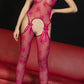 Pembe Dantel Transparan Tulum,Seksi Vücut Çorabı,Transparan Kasık Detaylı Bodystocking