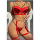 Kırmızı Merdiven Zincirli Göğüs Balenli Kadın Seksi Jartiyer Takım