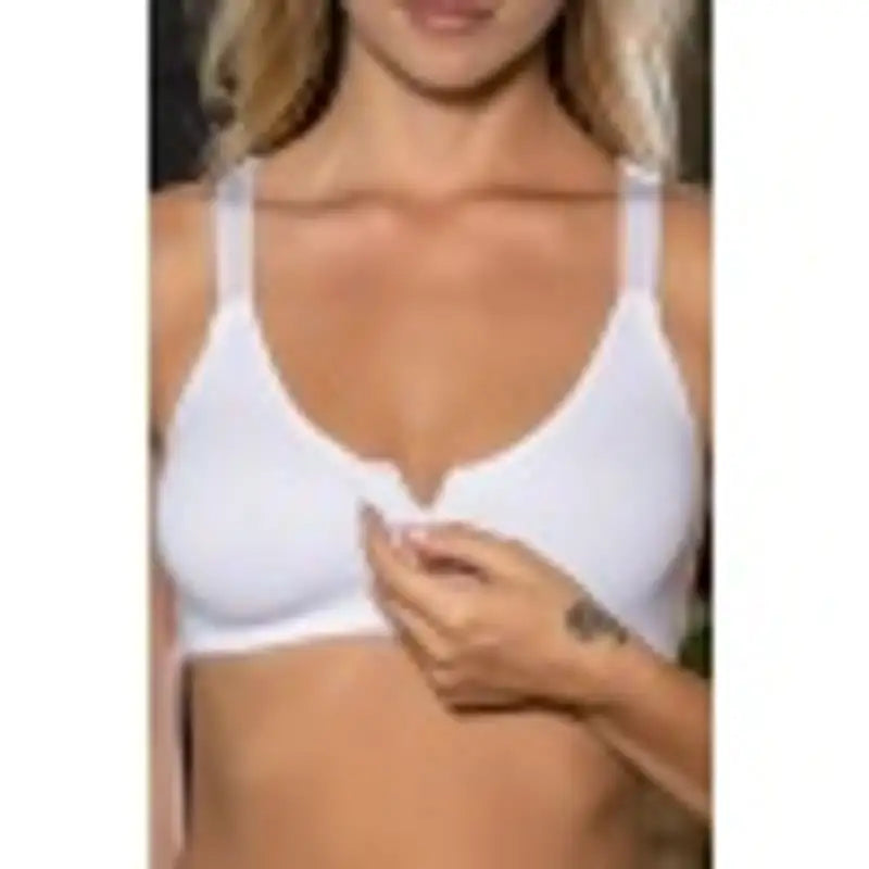 Beyaz Önden Fermuarlı Pamuklu Sütyen,Günlük ve Medikal Kullanım İçin, Kadın İç Giyim