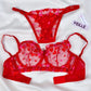 Kadın  Kalpli Kırmızı Dantelli Balenli  Sütyen Külot Takım