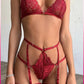 Kırmızı Göğüs Dantelli Seksi Jartiyer Takım