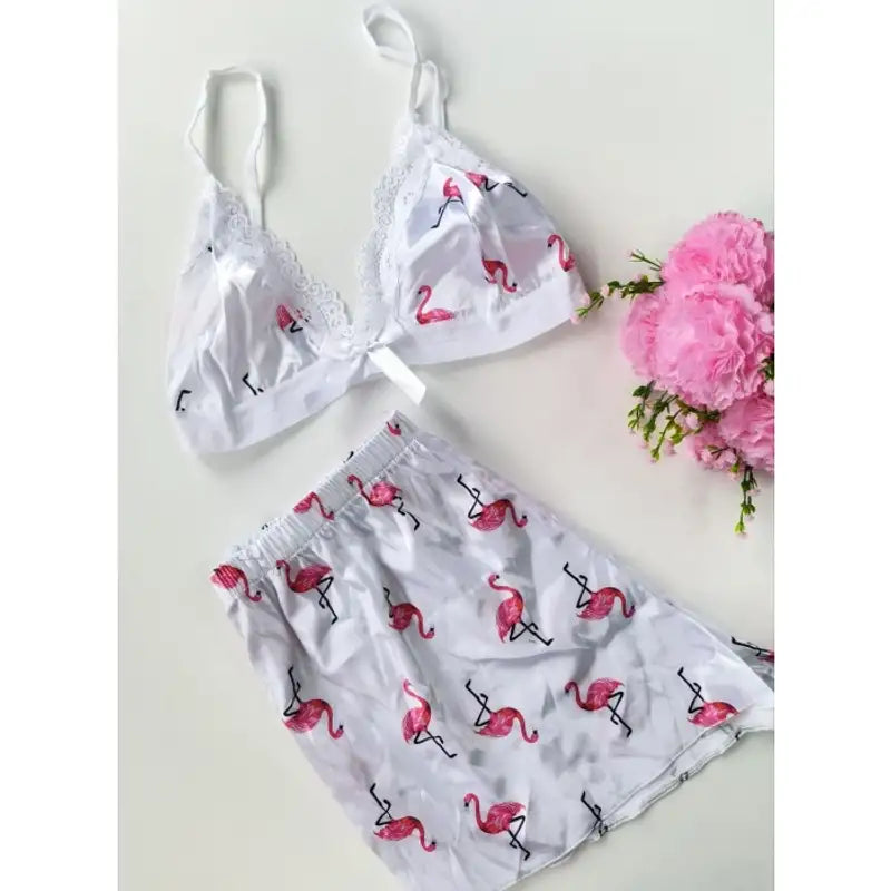 Şortlu Sexy Filamingolu Takım