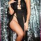 Siyah Kalp Aksesuarlı Tül Etekli Kadın Seksi Gecelik