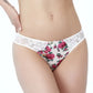 Golshan Gardenia Mini Sitring, Kadın Dantelli Çiçek Baskılı Ekru String Külot